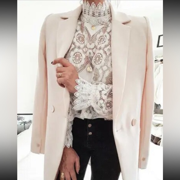 White lace scalloped high neck long sleeve Top Boho - Picture 12 of 14